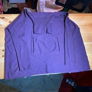 Garnet Hill, oversized turtleneck, tunic, purple, with kangaroo pocket, size M